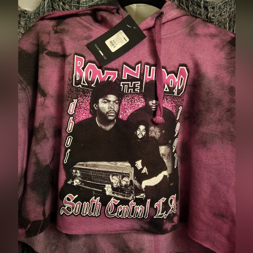 Fashion Nova Boyz N the Hood Cropped Hoodie Purple Size S